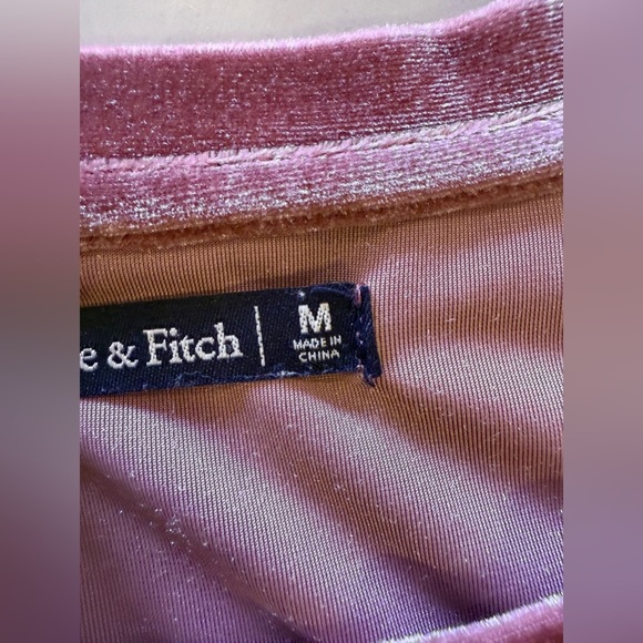 Abercrombie and Fitch Velvet short sleeve top wine color size M comfy top - Picture 9 of 16